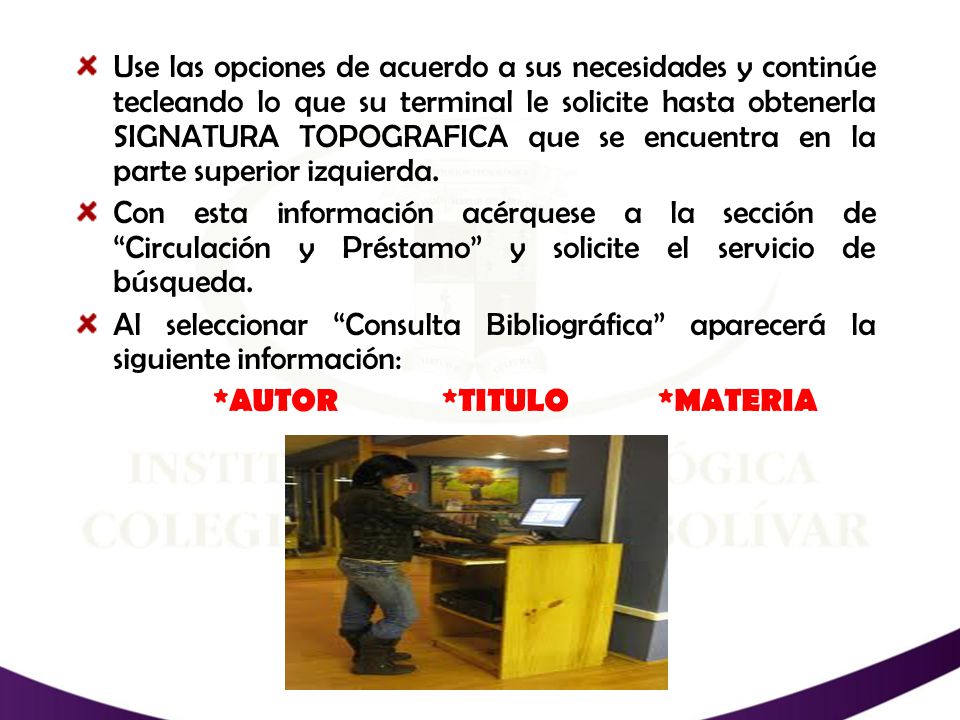 Use las opciones de acuerdo a sus necesidades y continúe tecleando lo que su terminal le solicite hasta obtenerla SIGNATURA TOPOGRAFICA que se encuentra en la parte superior izquierda.
