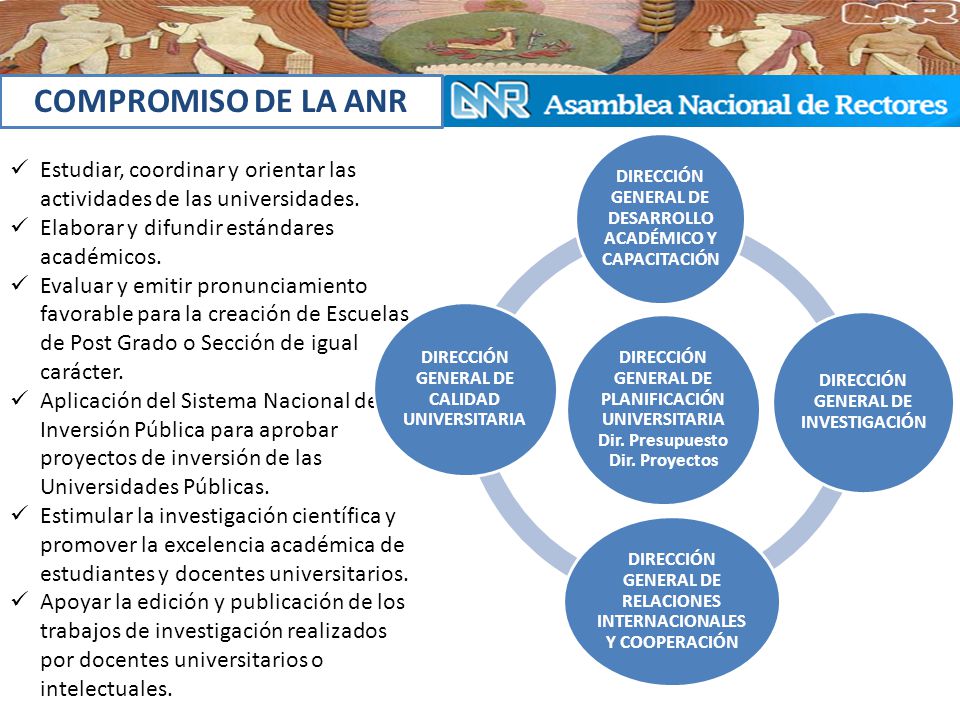 COMPROMISO DE LA ANR DIRECCIÓN GENERAL DE PLANIFICACIÓN UNIVERSITARIA Dir. Presupuesto Dir. Proyectos.