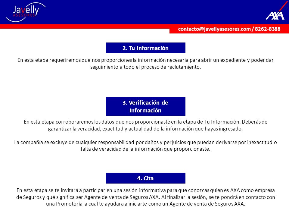 2. Tu Información 3. Verificación de Información 4. Cita