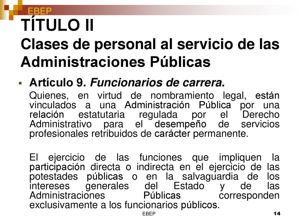 TÍTULO II Clases de personal al servicio de las Administraciones Públicas