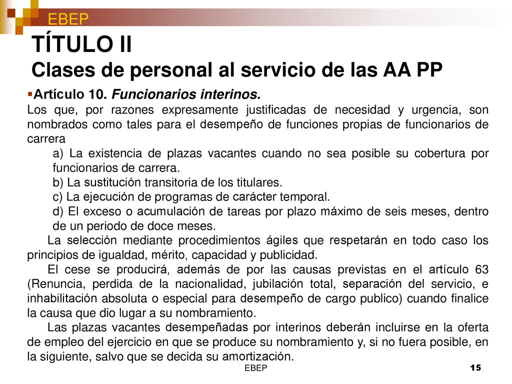 TÍTULO II Clases de personal al servicio de las AA PP