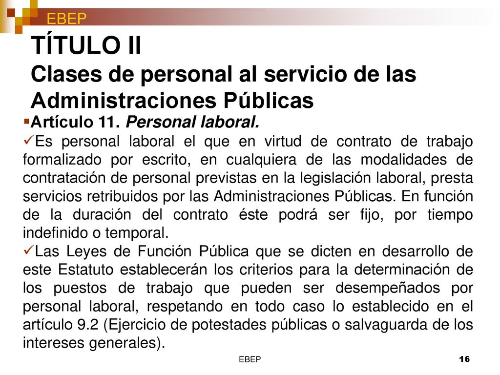 TÍTULO II Clases de personal al servicio de las Administraciones Públicas