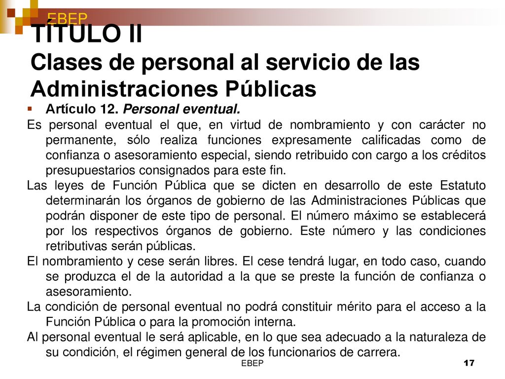 TÍTULO II Clases de personal al servicio de las Administraciones Públicas