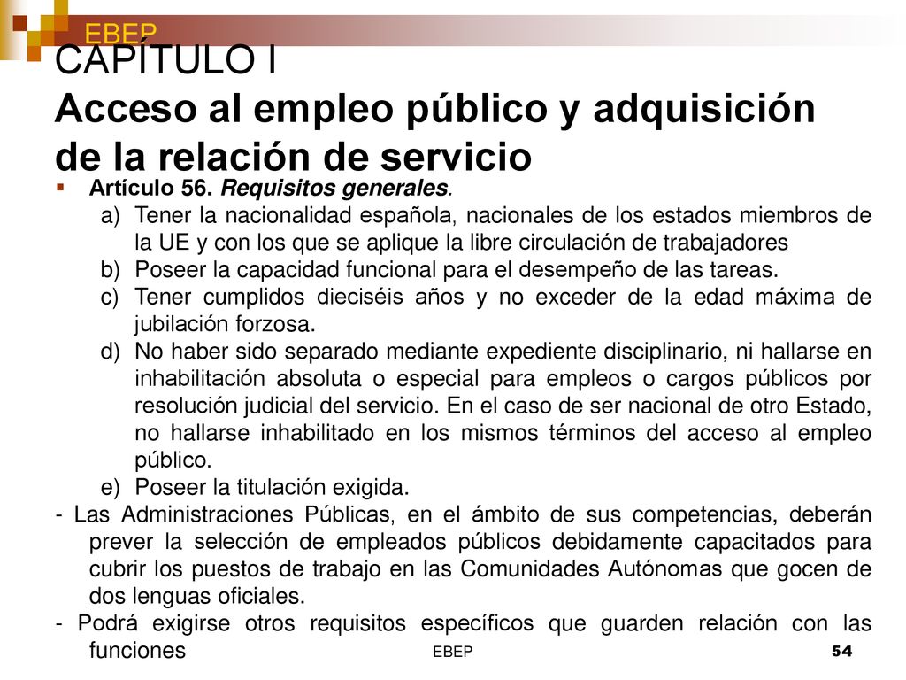 CAPÍTULO I Acceso al empleo público y adquisición de la relación de servicio