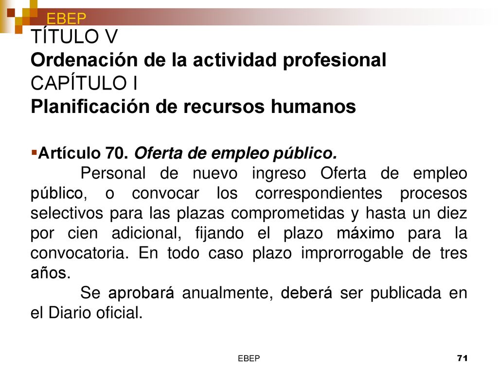 TÍTULO V Ordenación de la actividad profesional CAPÍTULO I Planificación de recursos humanos