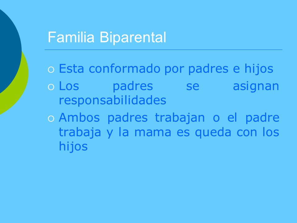 Familia Biparental Esta conformado por padres e hijos