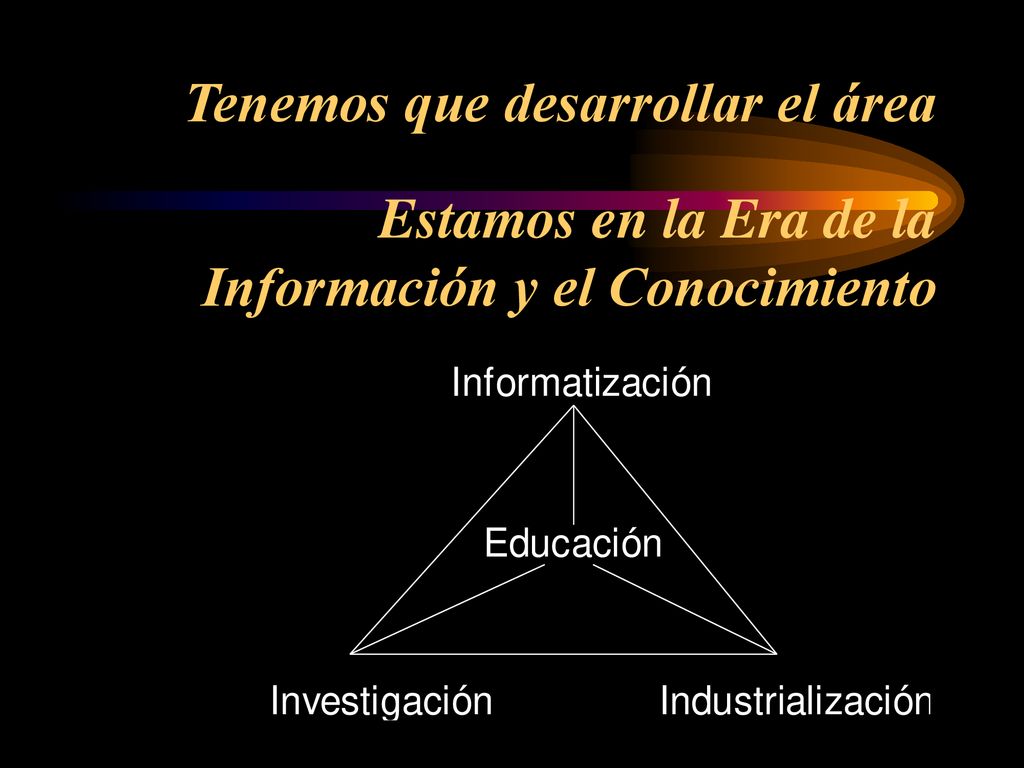 Tenemos que desarrollar el área Estamos en la Era de la Información y el Conocimiento