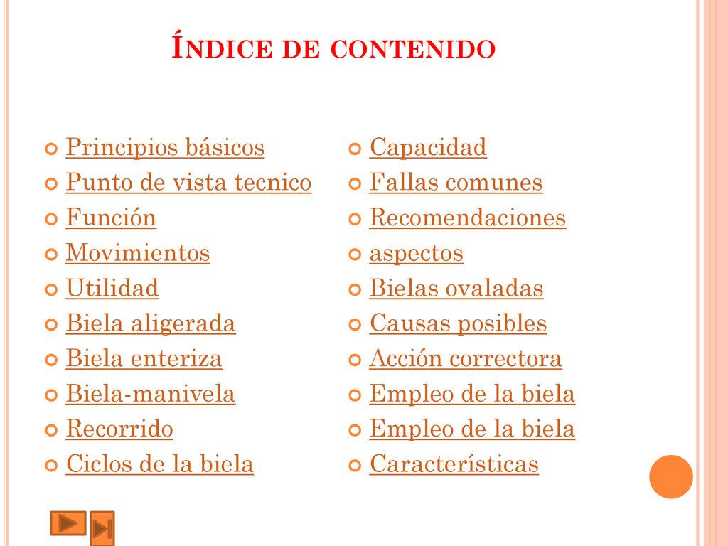 Índice de contenido Principios básicos Punto de vista tecnico Función