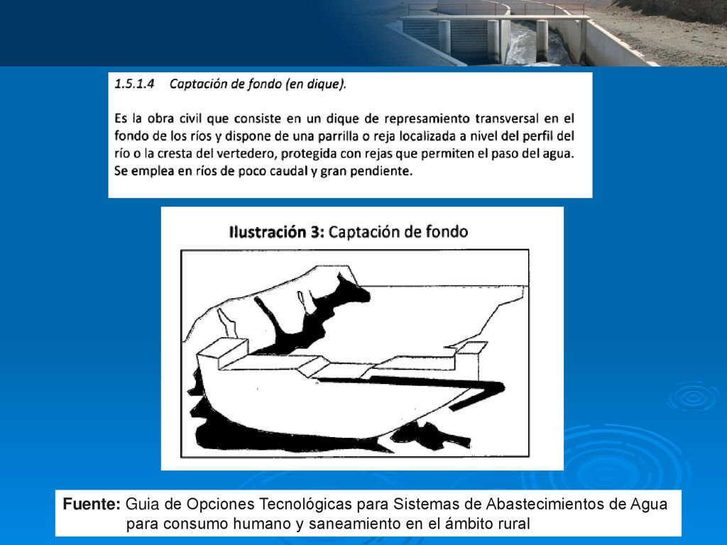 Fuente: Guia de Opciones Tecnológicas para Sistemas de Abastecimientos de Agua