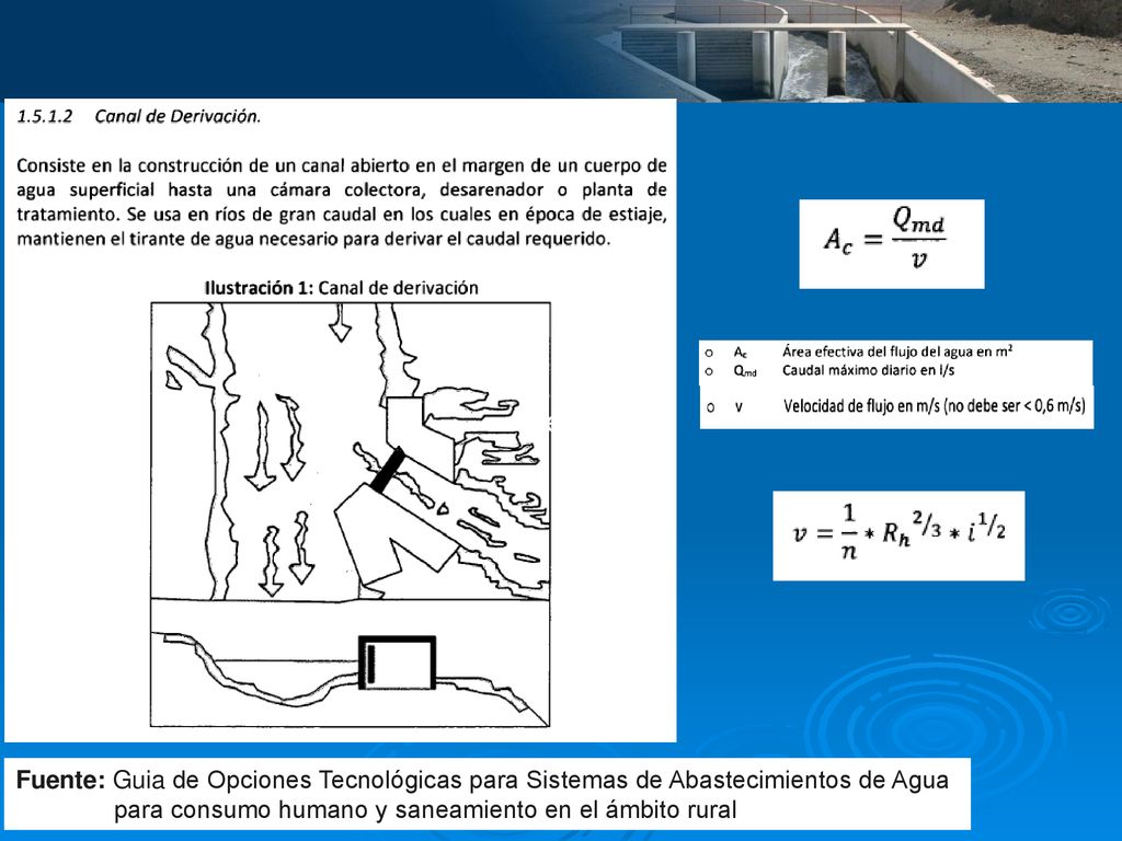 Fuente: Fuente: Fuente: Guia de Opciones Tecnológicas para Sistemas de Abastecimientos de Agua.