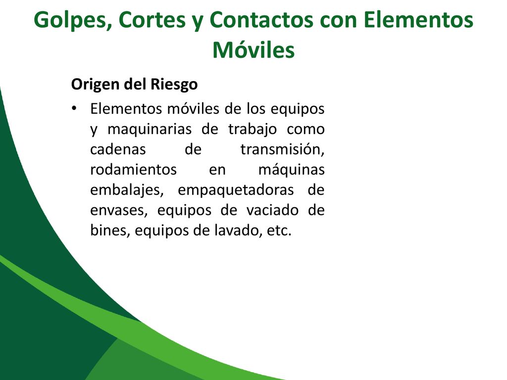 Golpes, Cortes y Contactos con Elementos Móviles