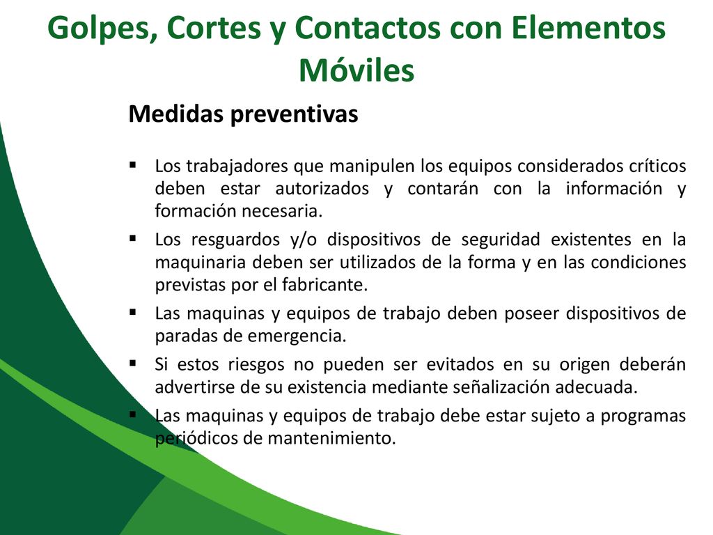 Golpes, Cortes y Contactos con Elementos Móviles