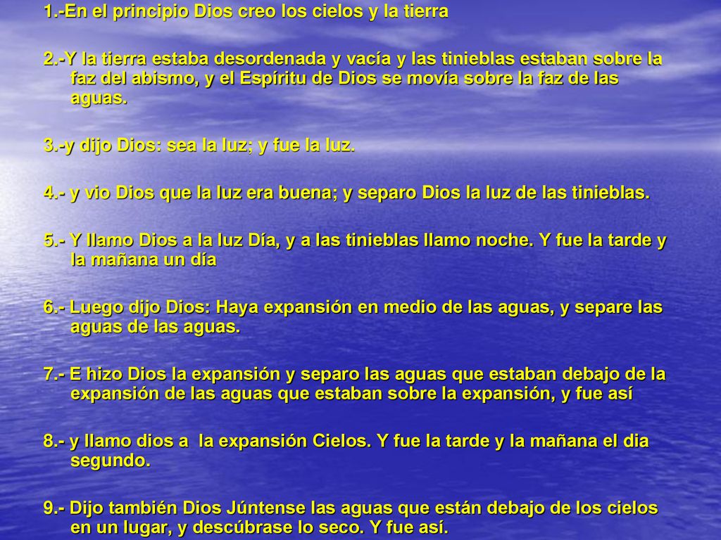 1.-En el principio Dios creo los cielos y la tierra