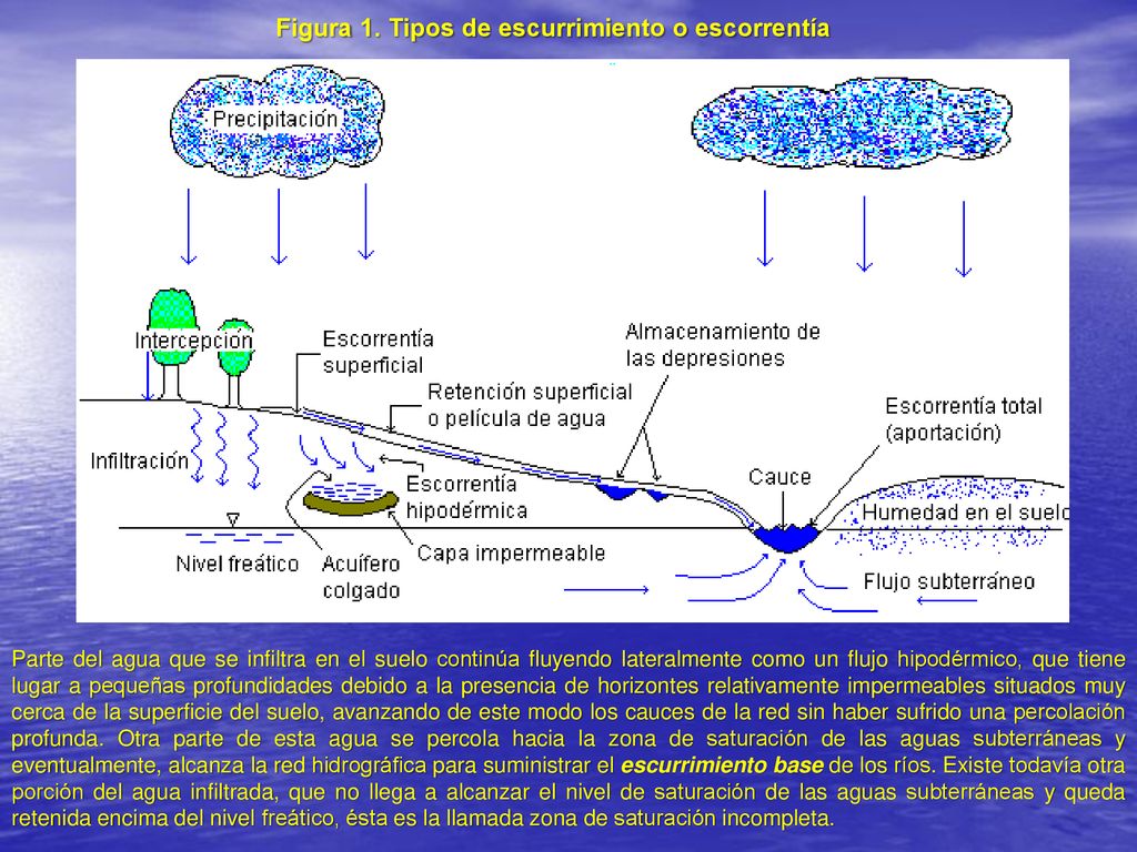 Figura 1. Tipos de escurrimiento o escorrentía