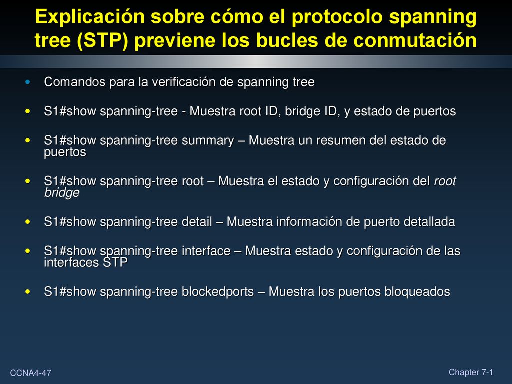 Explicación sobre cómo el protocolo spanning tree (STP) previene los bucles de conmutación