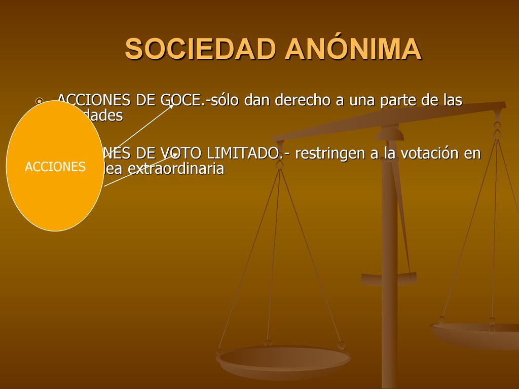 SOCIEDAD ANÓNIMA ACCIONES DE GOCE.-sólo dan derecho a una parte de las utilidades.
