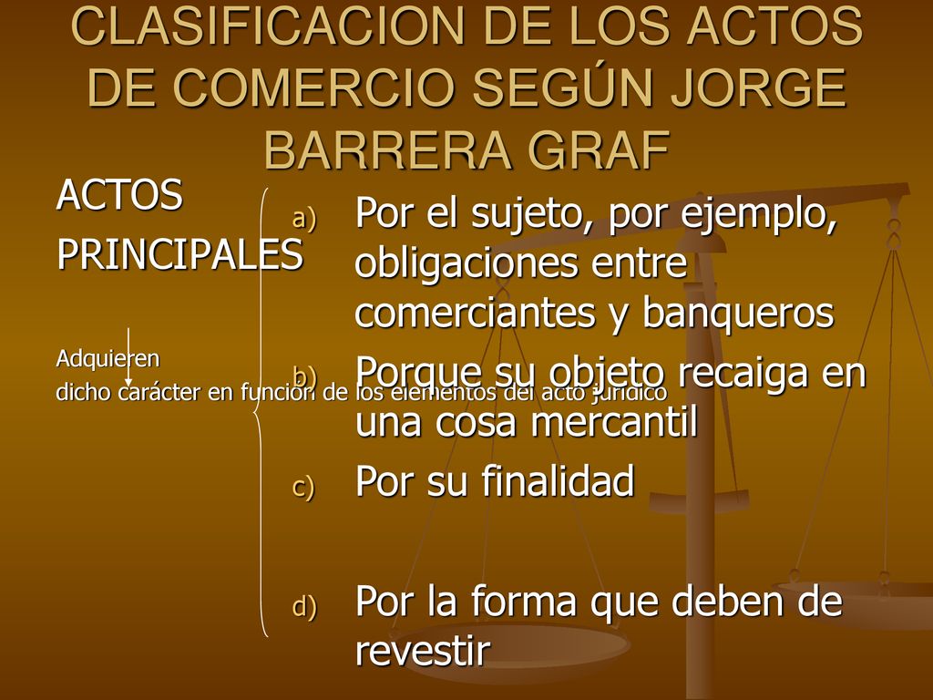 CLASIFICACION DE LOS ACTOS DE COMERCIO SEGÚN JORGE BARRERA GRAF