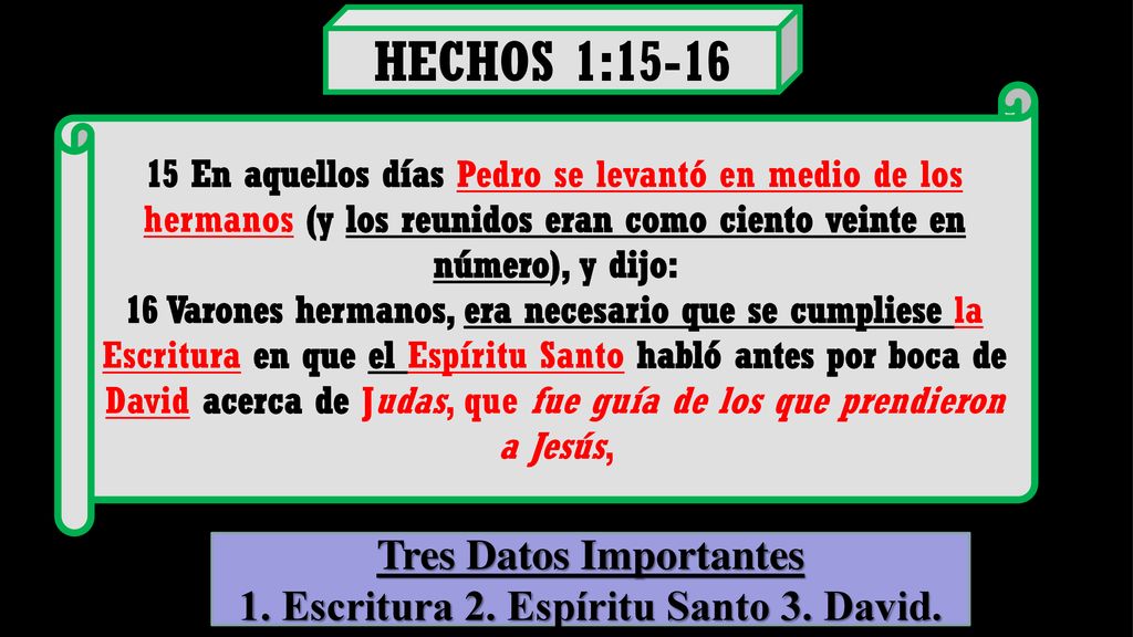 Tres Datos Importantes 1. Escritura 2. Espíritu Santo 3. David.