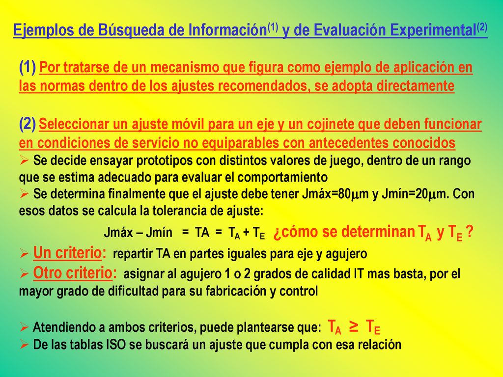 Ejemplos de Búsqueda de Información(1) y de Evaluación Experimental(2)