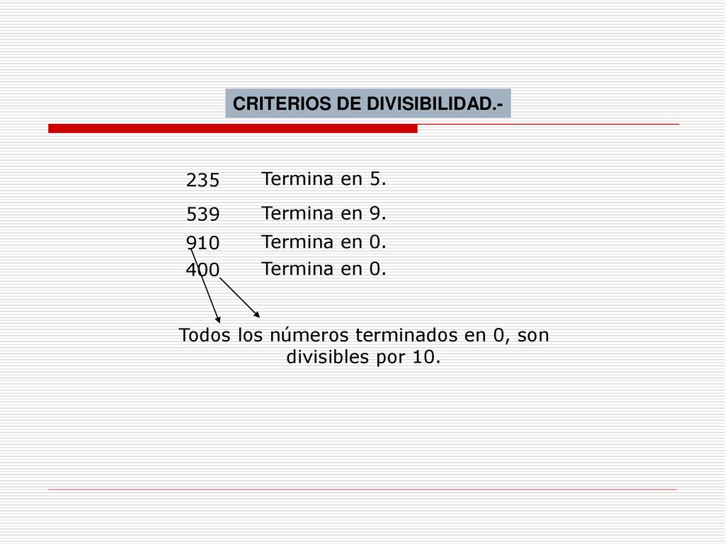 Todos los números terminados en 0, son divisibles por 10.