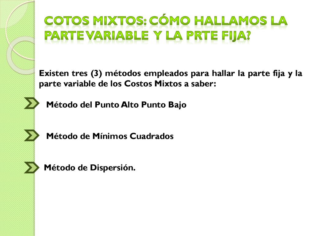 COTOS MIXTOS: CÓMO HALLAMOS LA PARTE VARIABLE Y LA PRTE FIJA