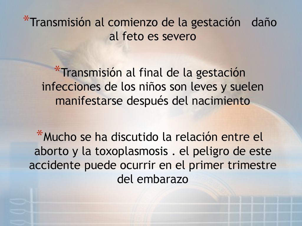 Transmisión al comienzo de la gestación daño al feto es severo