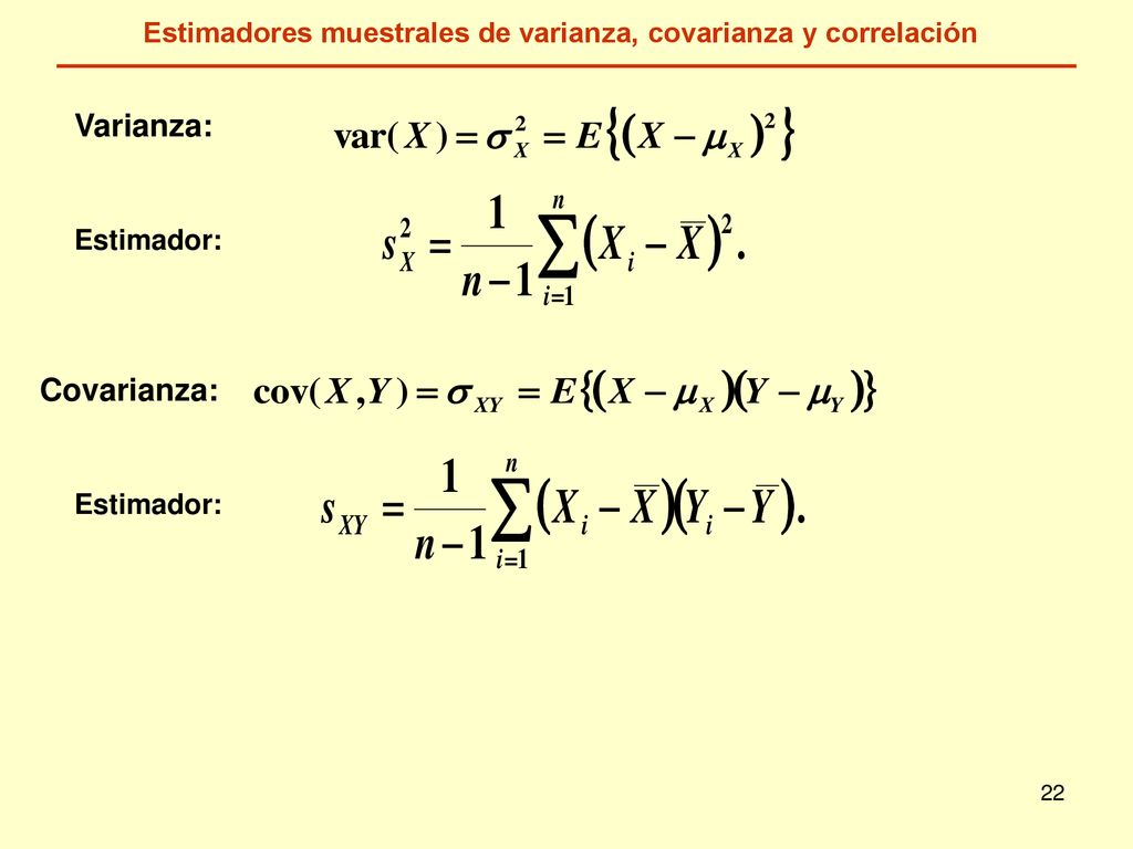 Estimadores muestrales de varianza, covarianza y correlación