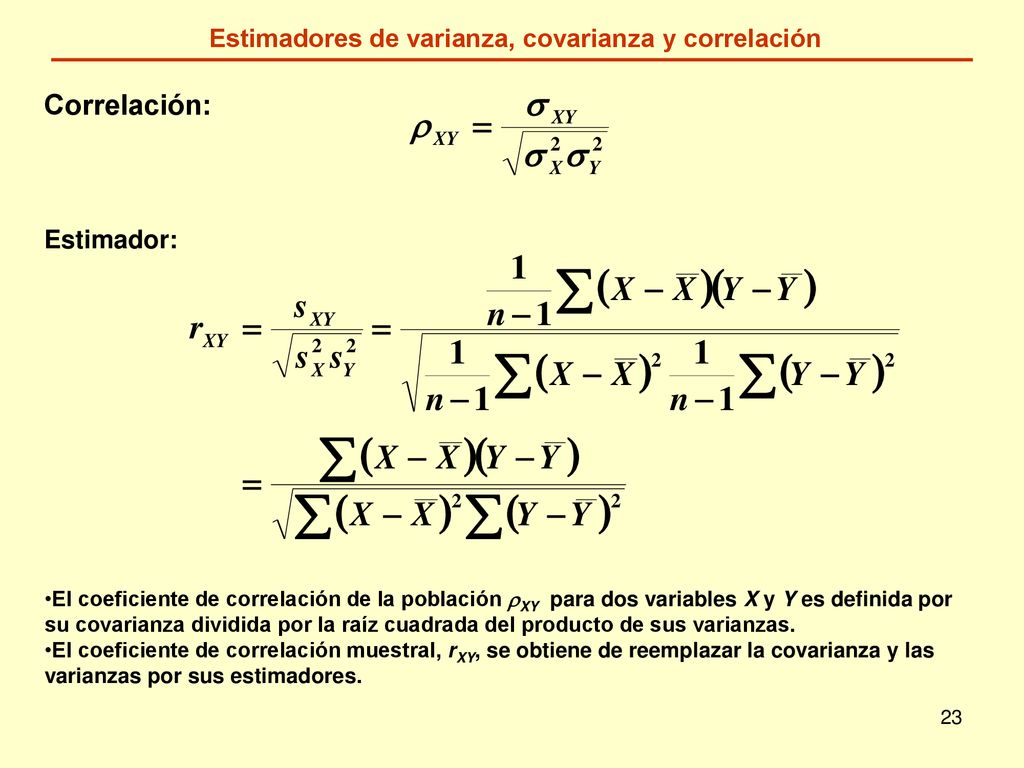 Estimadores de varianza, covarianza y correlación