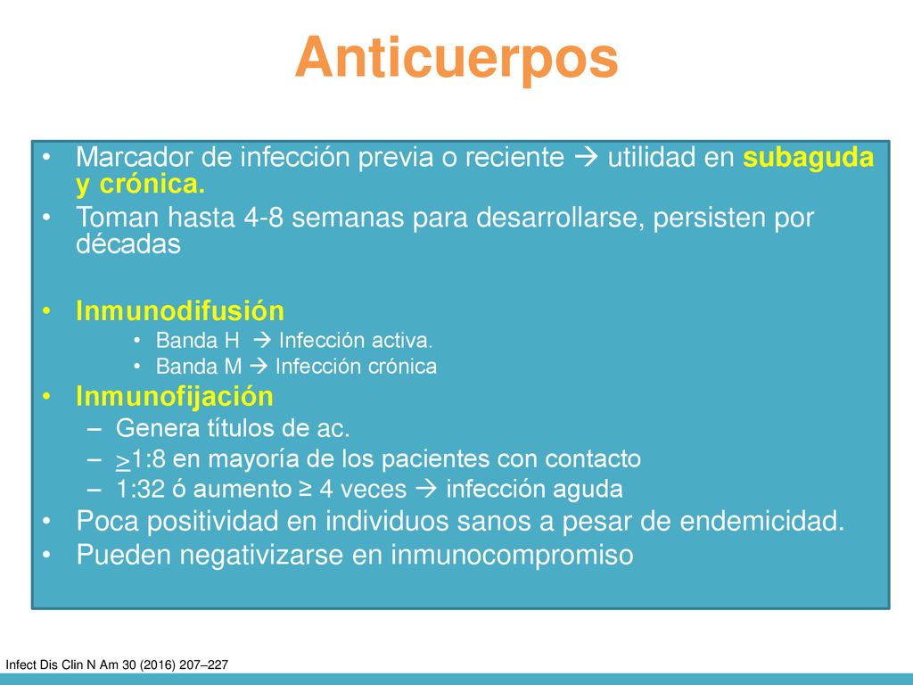 Anticuerpos Marcador de infección previa o reciente  utilidad en subaguda y crónica.