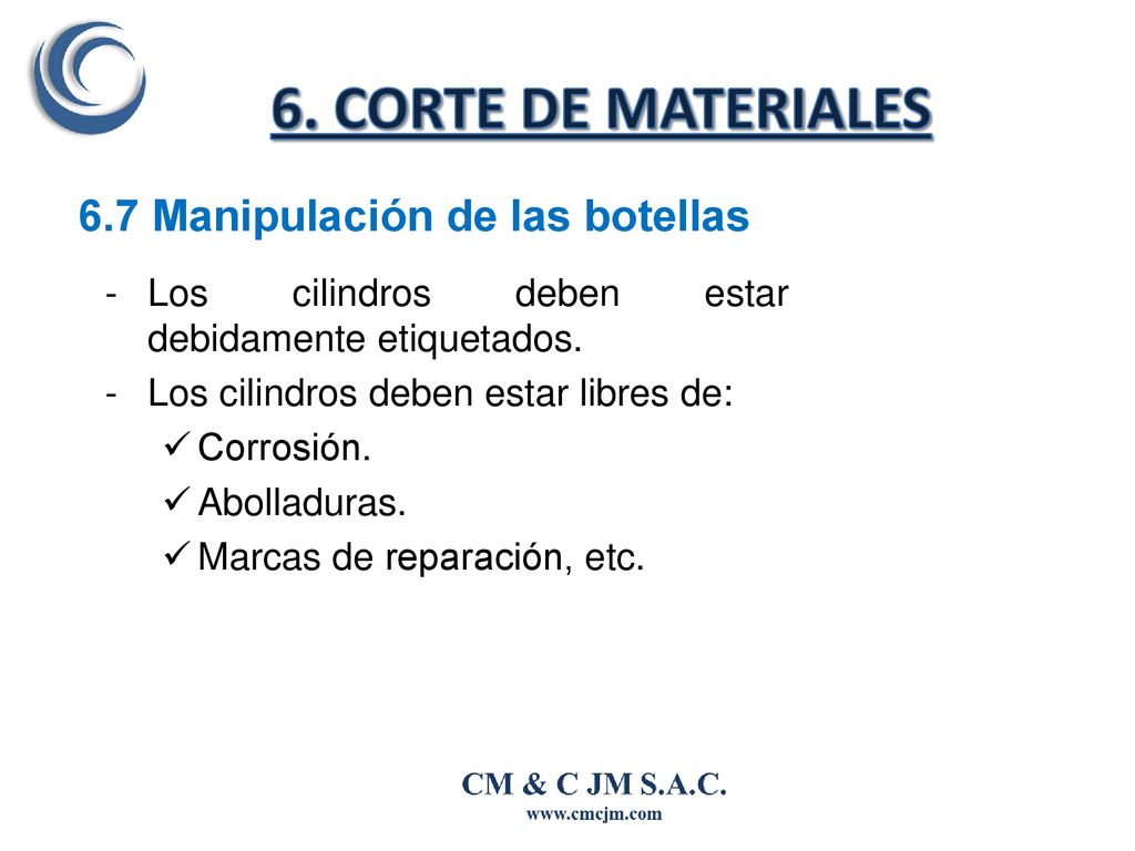 6. CORTE DE MATERIALES 6.7 Manipulación de las botellas