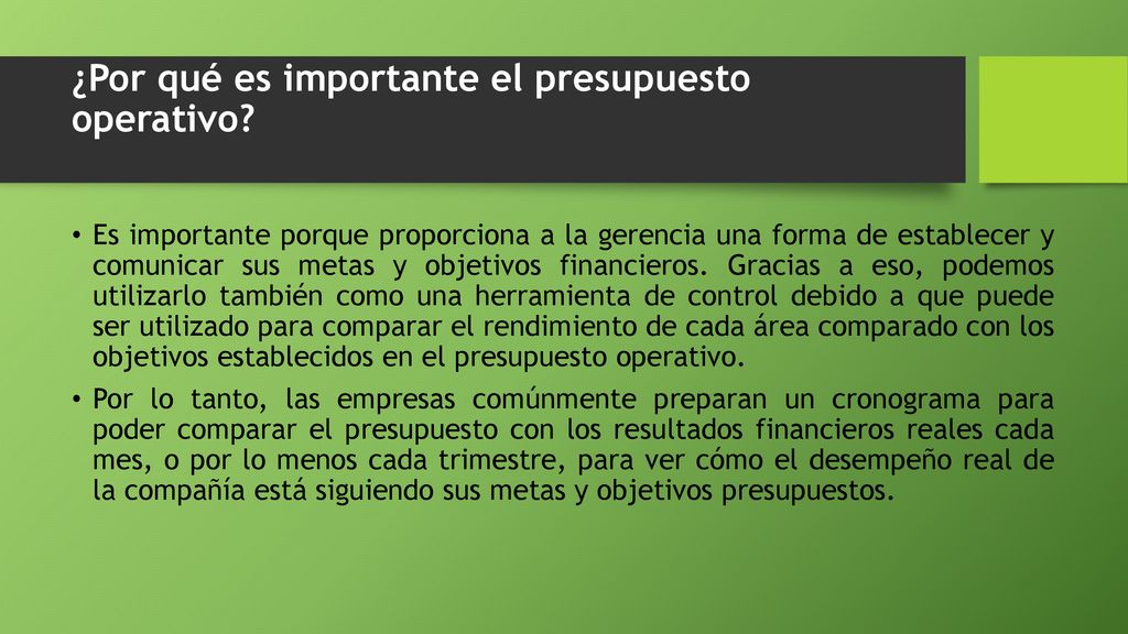 ¿Por qué es importante el presupuesto operativo ​