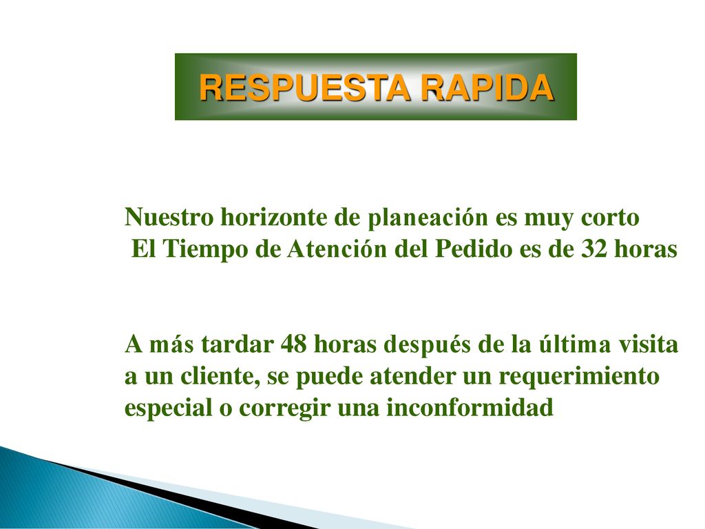 RESPUESTA RAPIDA Nuestro horizonte de planeación es muy corto
