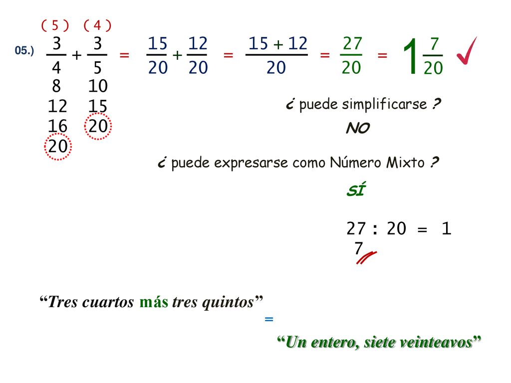 ( 5 ) ( 4 ) ) + = + = = =