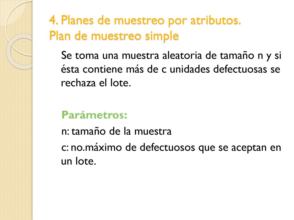4. Planes de muestreo por atributos. Plan de muestreo simple