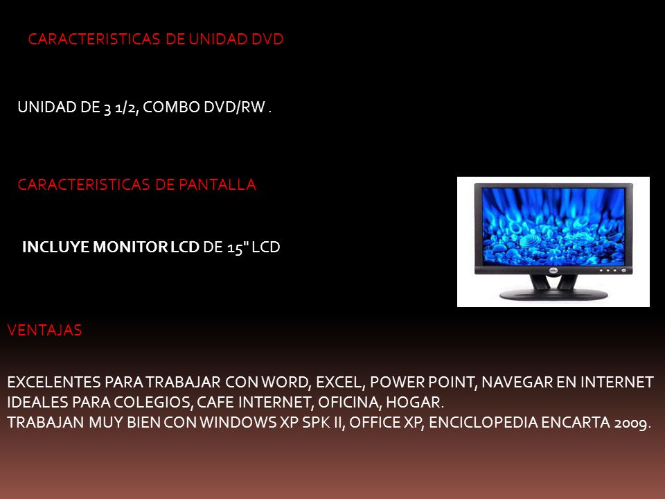 CARACTERISTICAS DE UNIDAD DVD