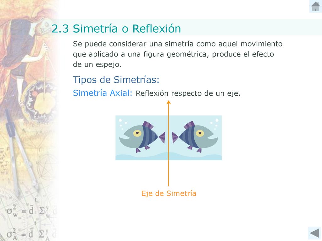 2.3 Simetría o Reflexión Tipos de Simetrías: