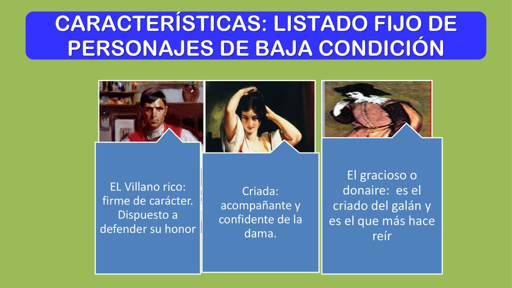 CARACTERÍSTICAS: LISTADO FIJO DE PERSONAJES DE BAJA CONDICIÓN