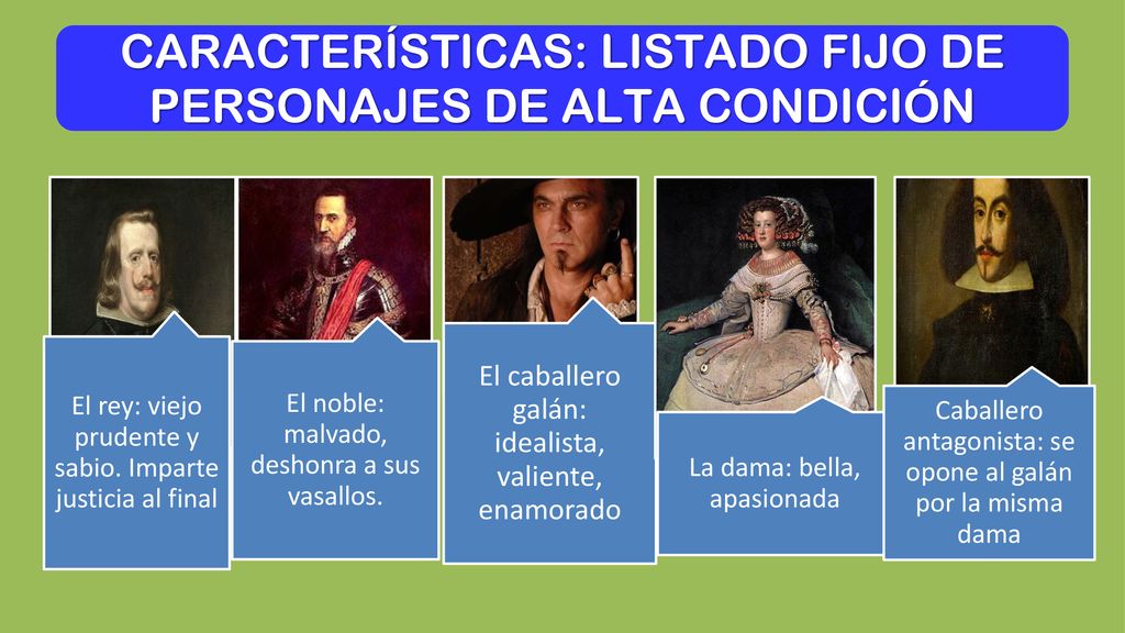CARACTERÍSTICAS: LISTADO FIJO DE PERSONAJES DE ALTA CONDICIÓN