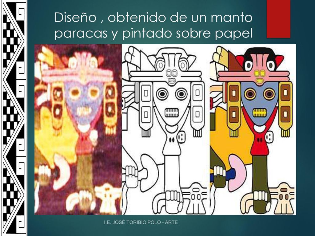 Diseño , obtenido de un manto paracas y pintado sobre papel