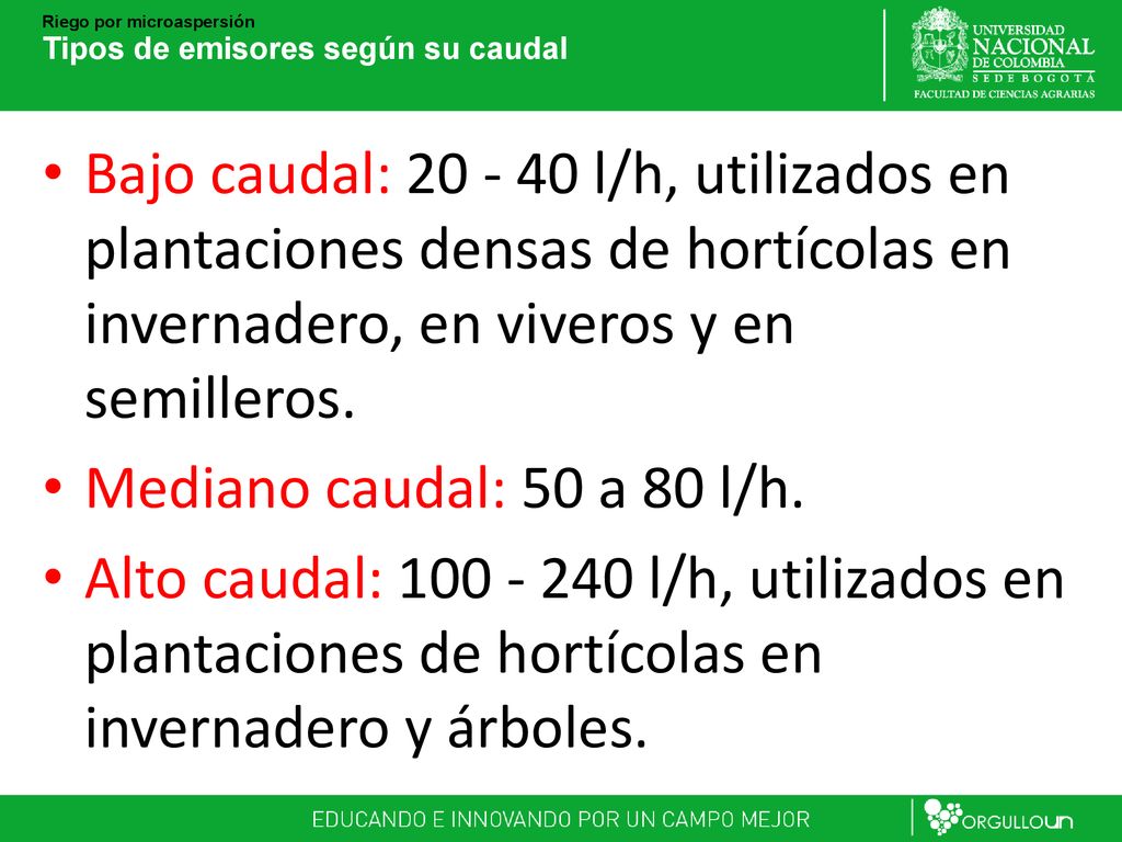 Tipos de emisores según su caudal