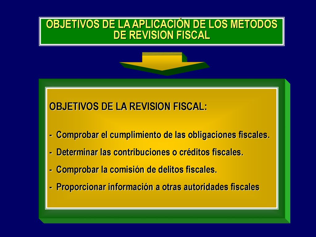 OBJETIVOS DE LA APLICACIÓN DE LOS METODOS DE REVISION FISCAL