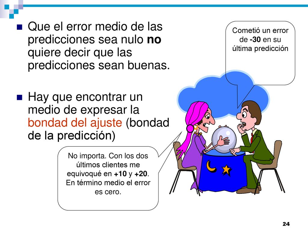 Cometió un error de -30 en su última predicción