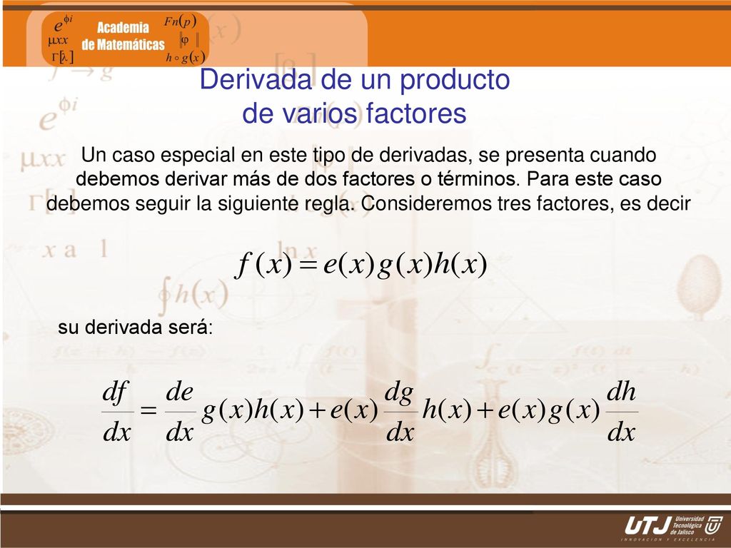 Derivada de un producto de varios factores