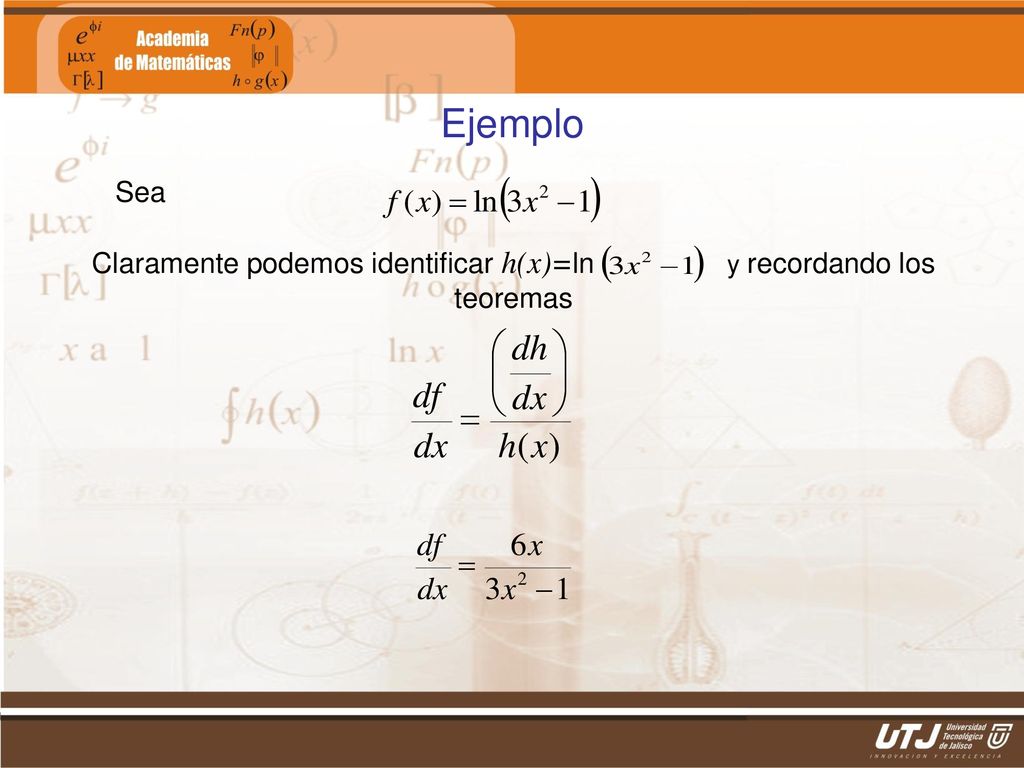 Claramente podemos identificar h(x)=ln y recordando los teoremas
