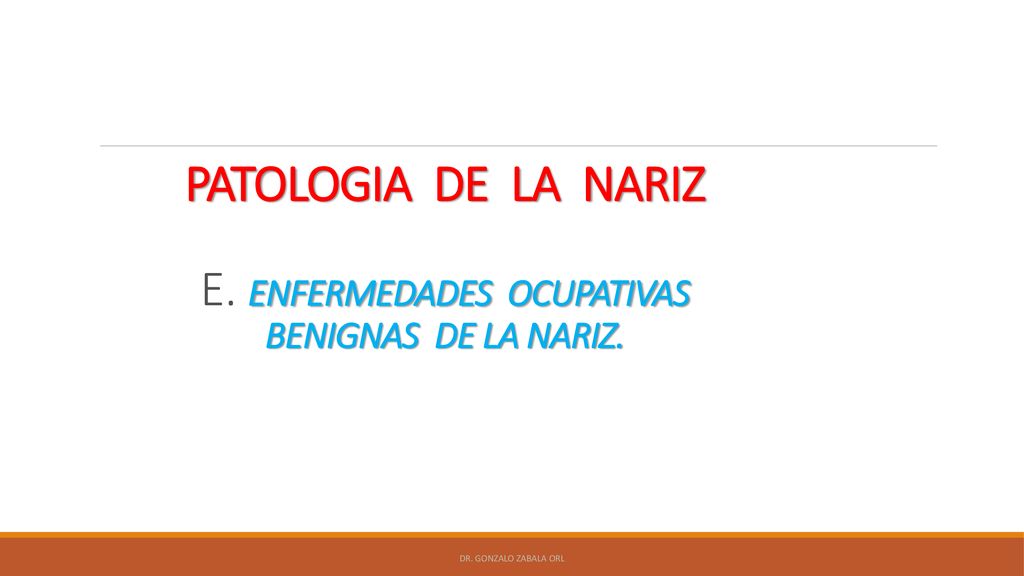 PATOLOGIA DE LA NARIZ E. ENFERMEDADES OCUPATIVAS BENIGNAS DE LA NARIZ.