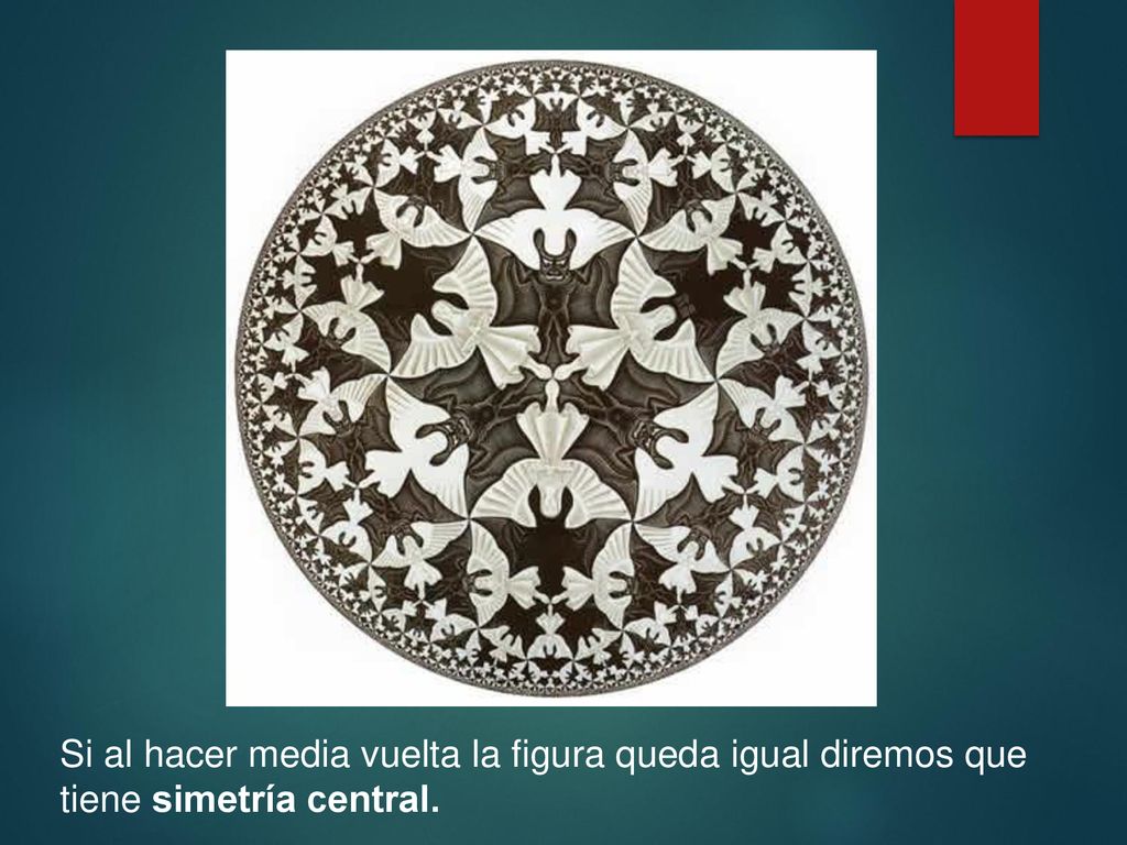 Si al hacer media vuelta la figura queda igual diremos que tiene simetría central.
