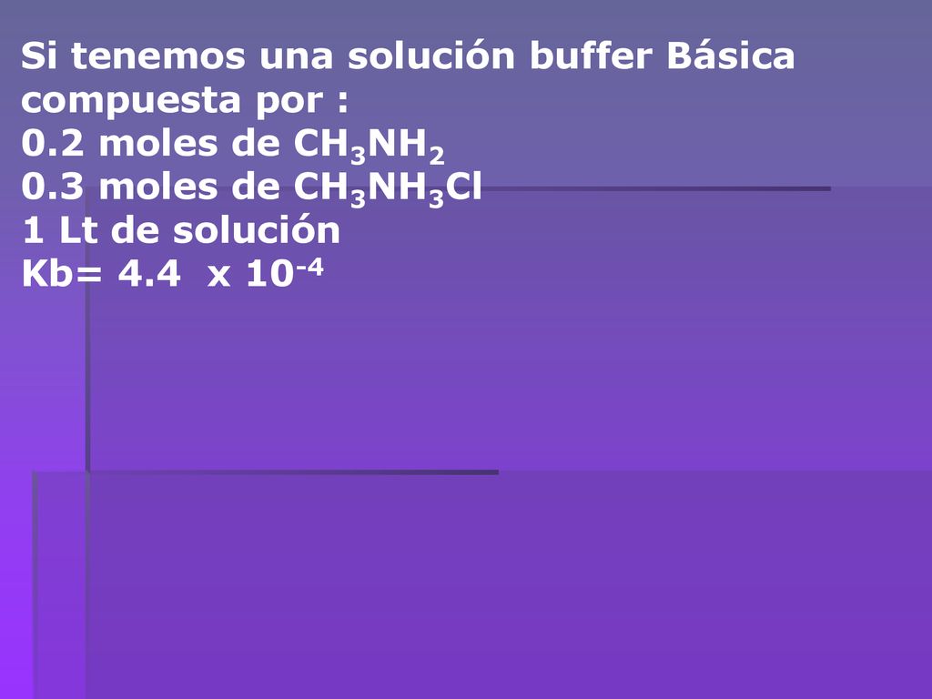 Si tenemos una solución buffer Básica compuesta por :