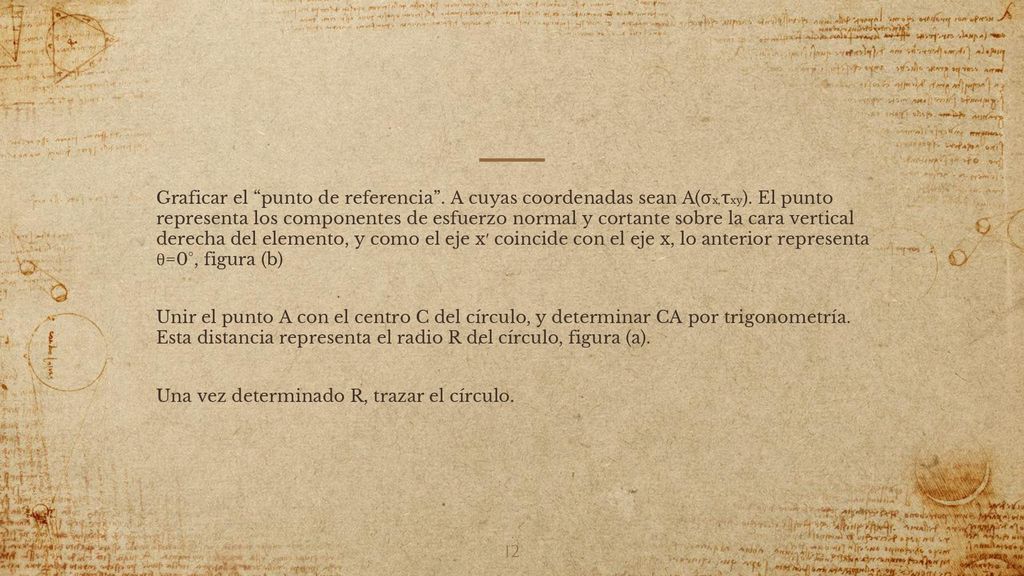 Graficar el punto de referencia . A cuyas coordenadas sean A(σx,τxy)
