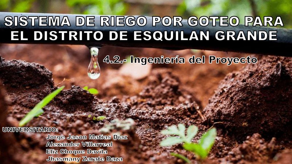 SISTEMA DE RIEGO POR GOTEO PARA EL DISTRITO DE ESQUILAN GRANDE