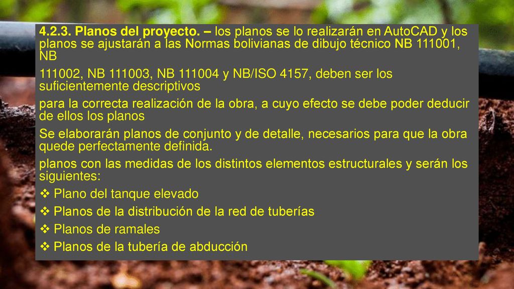 Planos del proyecto. – los planos se lo realizarán en AutoCAD y los planos se ajustarán a las Normas bolivianas de dibujo técnico NB , NB